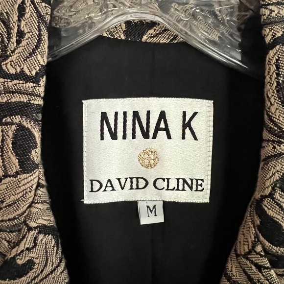 Nina K - David Cline Vintage '80s-'90s Brocade Jacquard Blazer size M - Picture 11 of 13